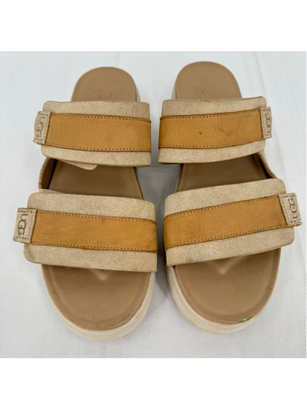 UGG Beige Suede Dual-Strap Slide Sandals - Picture 5 of 13